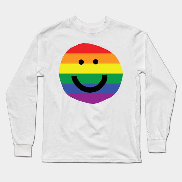 Pride Smiley Face Long Sleeve T-Shirt by ellenhenryart